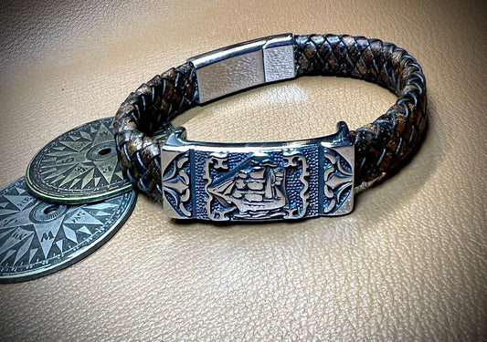 Tall Ship Leather Bracelet