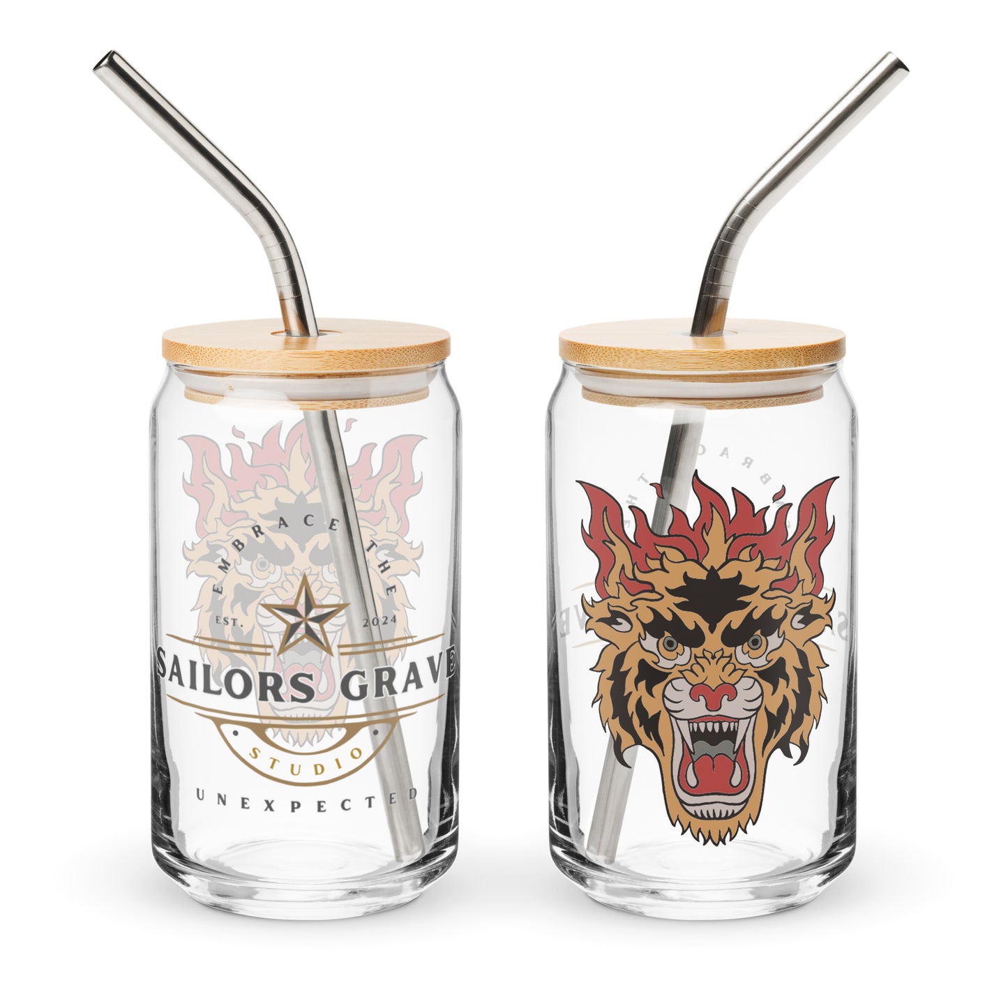 Tiger Head Can-Shaped Glass